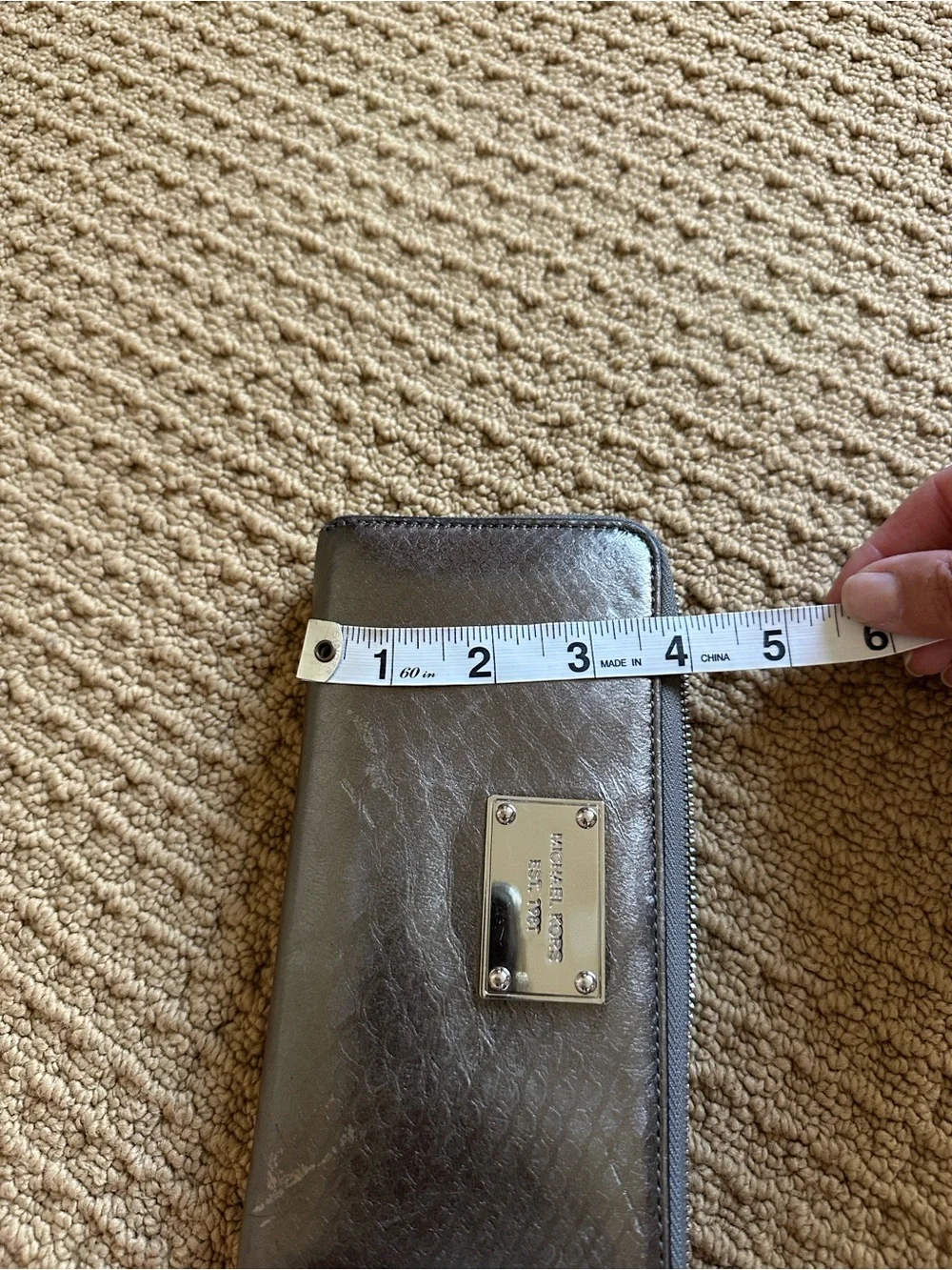 Michael Kors Gun Metal Gray/silver Embossed Continental Wallet